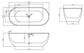 Акриловая ванна ABBER AB9241MB 172x79x58